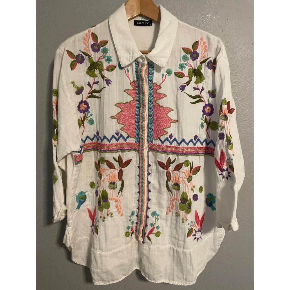 Colorful Floral Embroidered Blouse